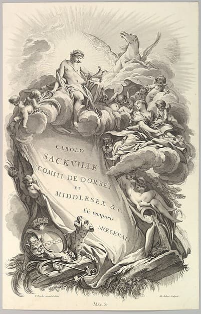 Frontispice pour le "Tombeau de Charles Sackville, comte de Dorset" (Frontispiece for the "Tomb of Charles Sackville, Earl of Dorset", from Tombeaux des Princes, des Grands Capitaines et autres Hommes illustres (Tombs of Princes, Great Captains, and other Illustrious Men), by Michel Aubert