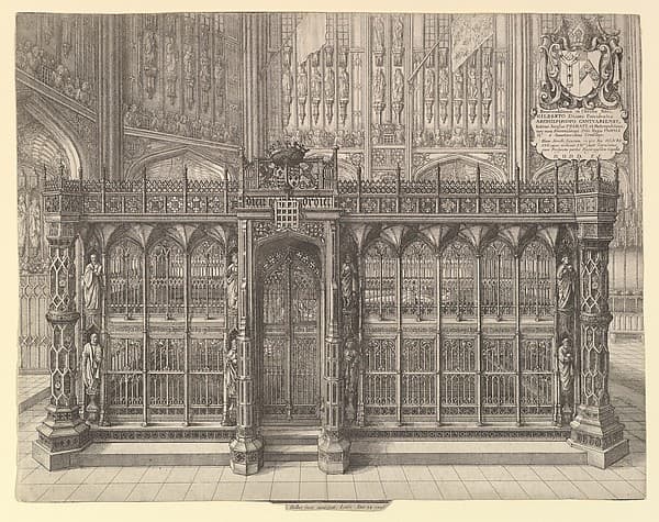 Tomb of Henry VII (from Francis Sandford, "Genealogical History of the Kings of England,"1677), by Wenceslaus Hollar