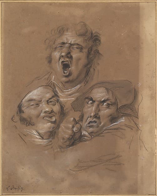 Study of Three Heads, by Louis Léopold Boilly