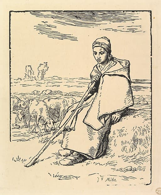 Seated Shepherdess, by Jean-François Millet
