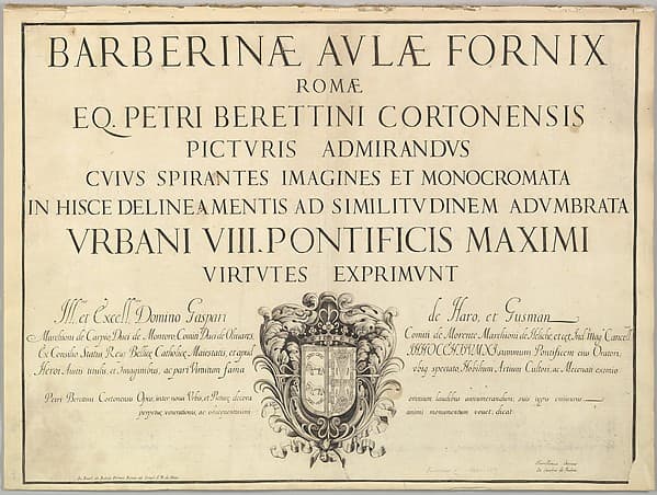 Title Page, from "Barberinae aulae fornix", by Anonymous, Italian, 17th century