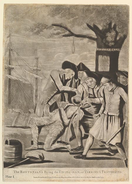 The Bostonians Paying the Excise-Man, or Tarring & Feathering, by Philip Dawe