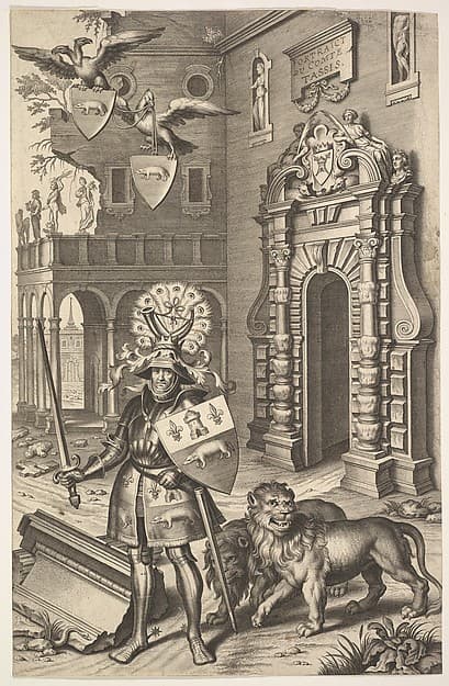 Allegorical Portrait of Count Tassis, from "Les marques d'honneur de la Maison de Tassis", by Cornelis Galle I