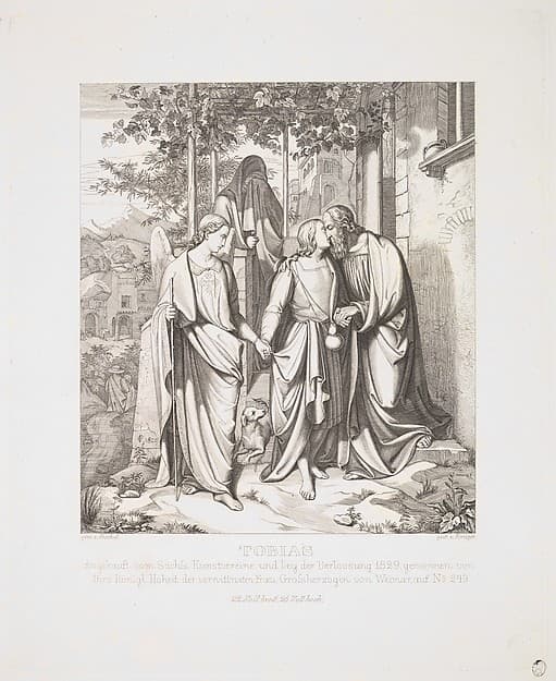 Tobias Takes Leave of his Father, by Ferdinand Anton Krüger