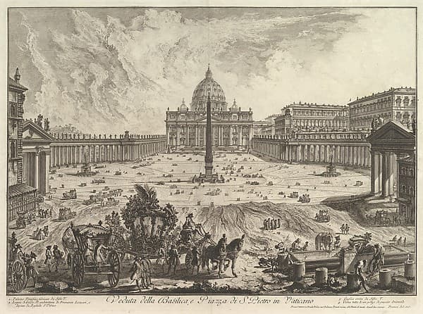 View of St. Peter's Basilica and Piazza in the Vatican, from Vedute di Roma (Roman Views), by Giovanni Battista Piranesi