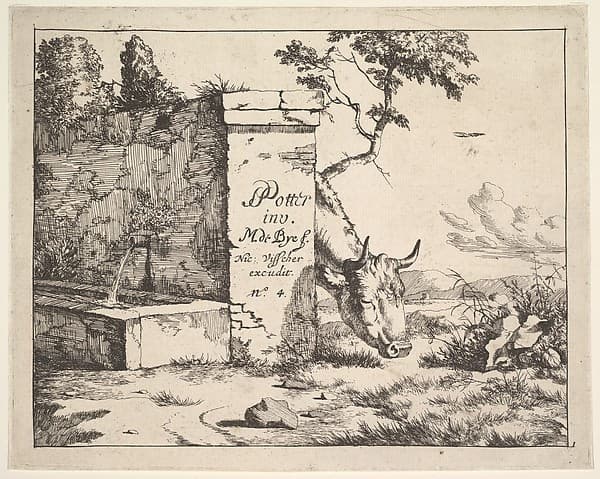 Title page for "Diverses vaches et boeufs", by Marcus de Bye