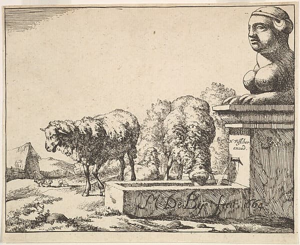 Sheep, from a set of 16 plates, by Marcus de Bye