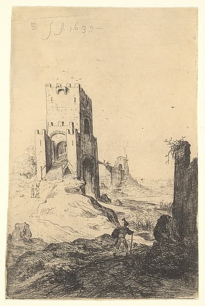 View of Ponte Mammolo, from "The Ruins of Rome", by Bartholomeus Breenbergh