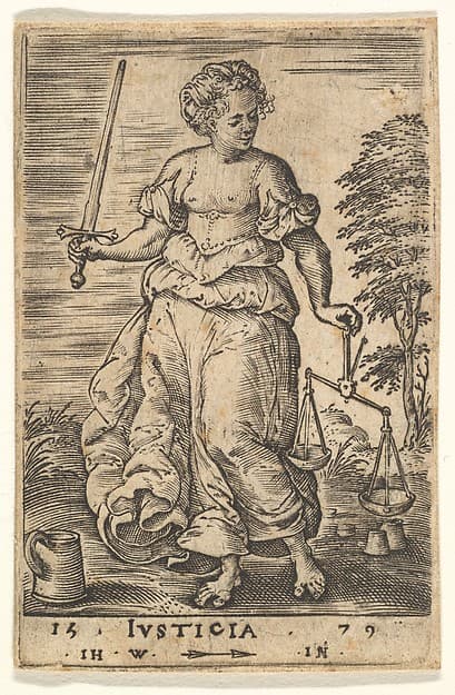 Justice, from "The Seven Virtues and Knowledge", by Jan (Johannes) Wierix