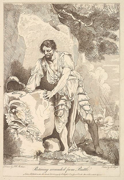 Retiring Wounded from Battle, from "Banditti Variously Employed", by Robert Blyth