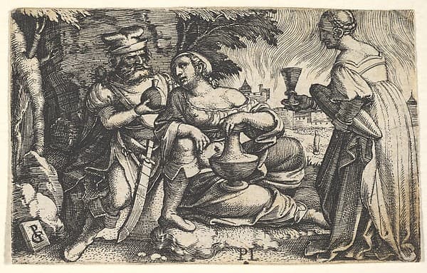 Lot and his daughters, from "Ten Old Testament Scenes", by Georg Pencz