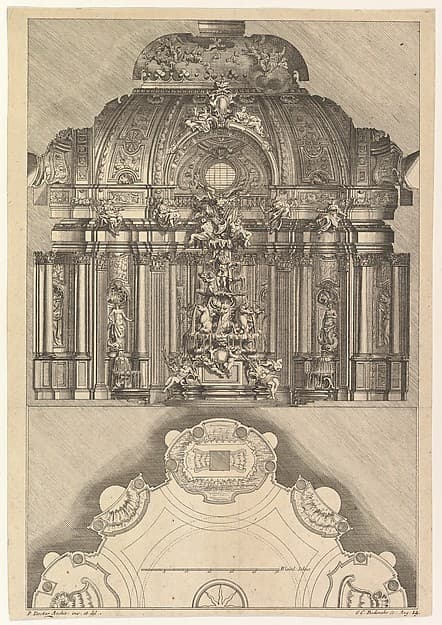 Cross-section and Floorplan of an Indoor Grotto, by Gabriel Bodenehr