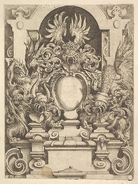 Design for a Cartouche, plate from "Architettura", by Wendel Dietterlin, the Elder