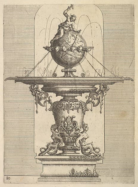 Design for a Fountain, plate 80 from "Architettura", by Wendel Dietterlin, the Elder