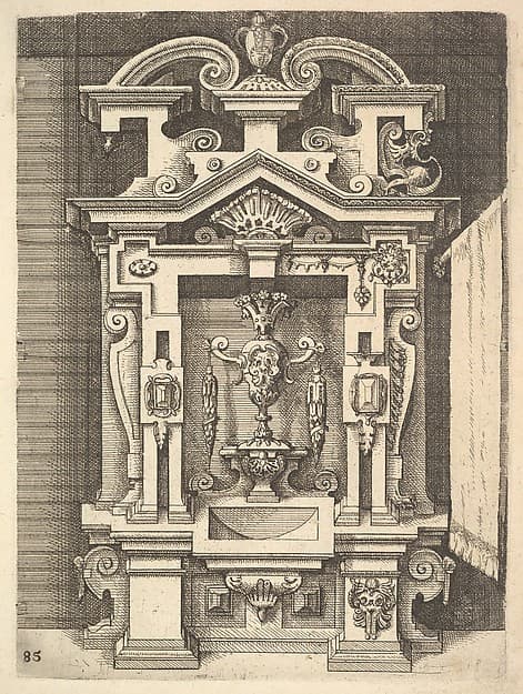 Design for a Lavabo, plate 85 from "Architettura", by Wendel Dietterlin, the Elder