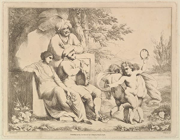Three Putti Dancing to a Piper, by Charles Reuben Ryley