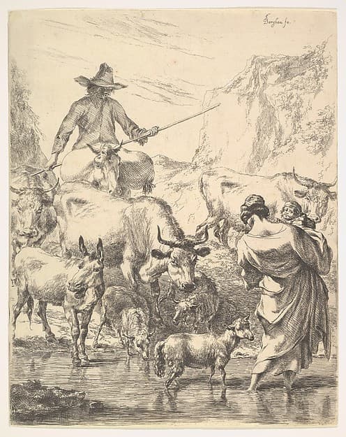 Le Troupeau Traversant Le Ruisseau, by Nicolaes Berchem