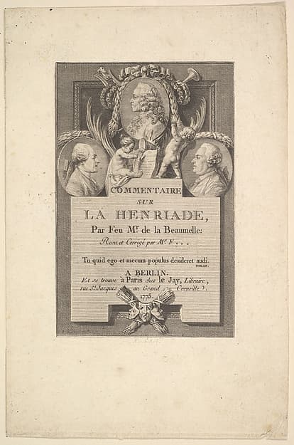 Voltaire, Fréron et la Beaumelle, by Augustin de Saint-Aubin