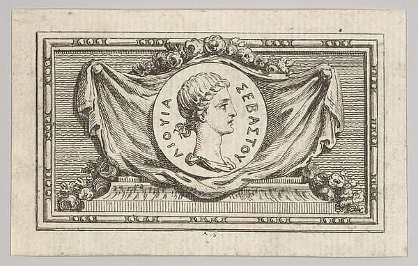 Medal with Portrait of Livy in the 5th Book, from Tibère ou les six premiers livres es Annales de Tacite Traduits par M. l'abbé de la Bléterie Professeur d'Eloquence au Collège Royal et de l'Académie Royale des Inscriptions et Belles-lettres. A Paris de l'Imprimerie Royale, by Augustin de Saint-Aubin