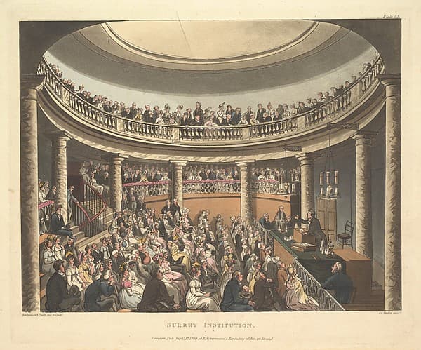 Surrey Institution, plate 81 from "Microcosm of London", by Thomas Rowlandson