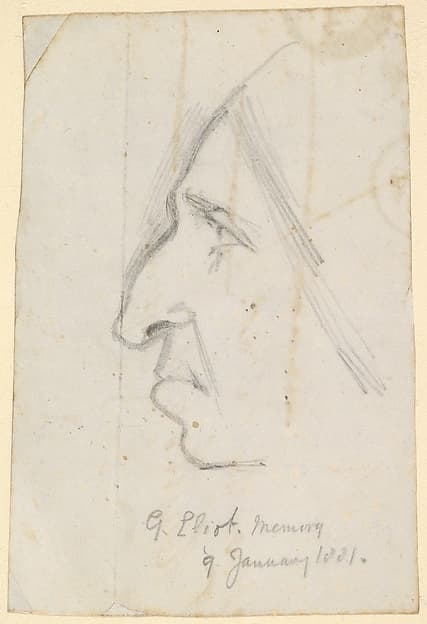 Portrait of George Eliot, seen in profile to the left, by George Richmond