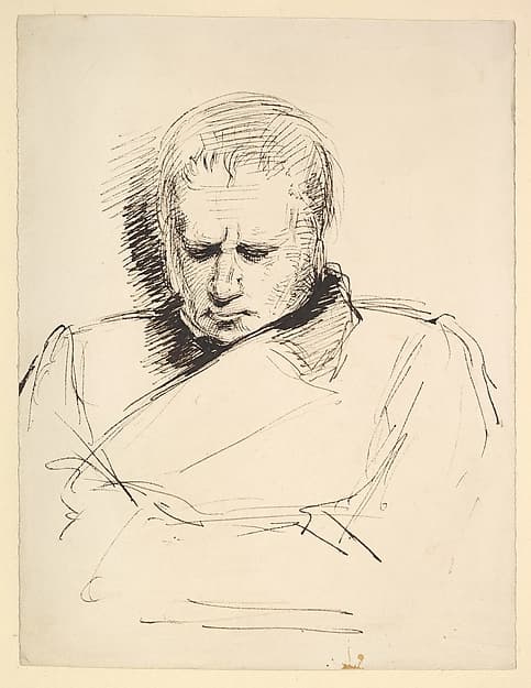 Study of a man gazing down, by George Richmond