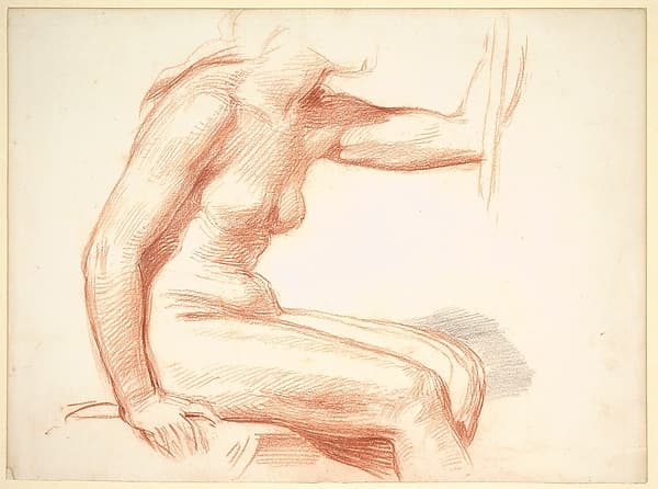 Study of a female nude, seated, by George Richmond