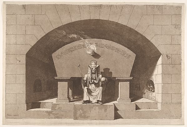 Tomb with Death Enthroned as a Sphinx, by Louis Jean Desprez