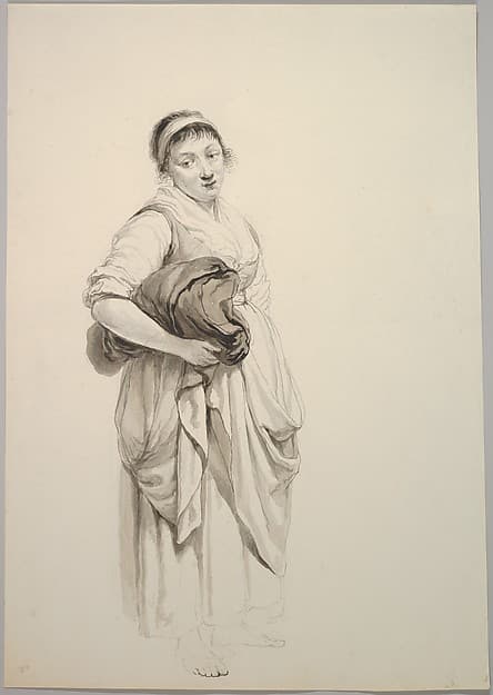 A Standing Young Washerwoman, by Jacob van Strij