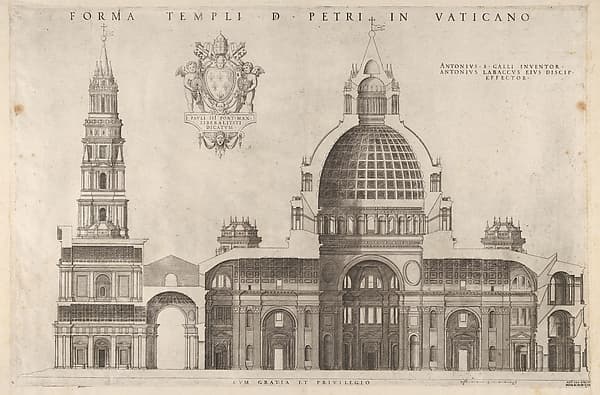Design for the Basilica of St. Peter's in the Vatican, from "Speculum Romanae Magnificentiae", by Antonio da Labacco