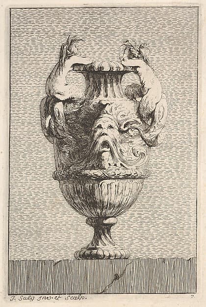 Vases; Set of Wall Monuments; Statue of Louis XV, by Jacques François Joseph Saly