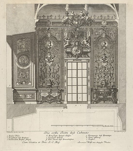 The First Wall of the Porcelain Room, from: 'Fürstlicher Baumeister Oder: Architectura civilis', by Paul Decker the Elder