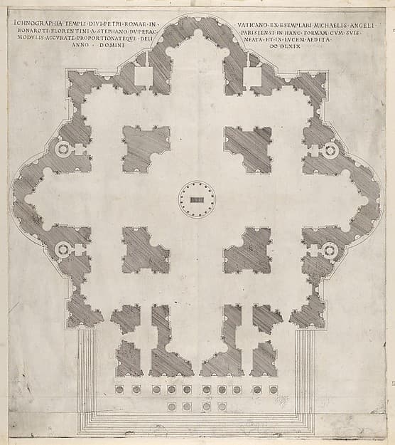 Plan of St. Peter's, from "Speculum Romanae Magnificentiae", by Etienne DuPérac