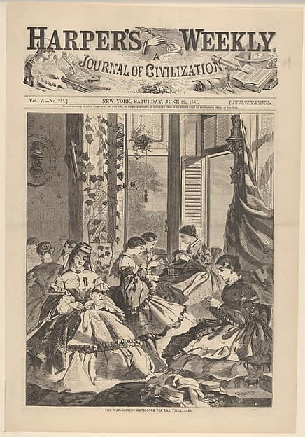 The War – Making Havelocks for the Volunteers (from "Harper's Weekly," Vol. 5, no. 235, cover), by Winslow Homer