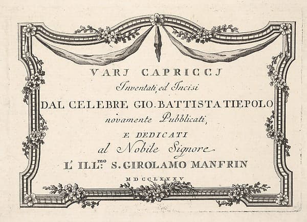 Title page, from "Vari Capricci", by Giovanni Battista Tiepolo
