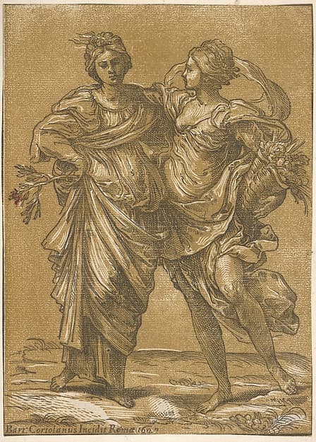 Two women representing the alliance of Peace and Abundance, by Bartolomeo Coriolano