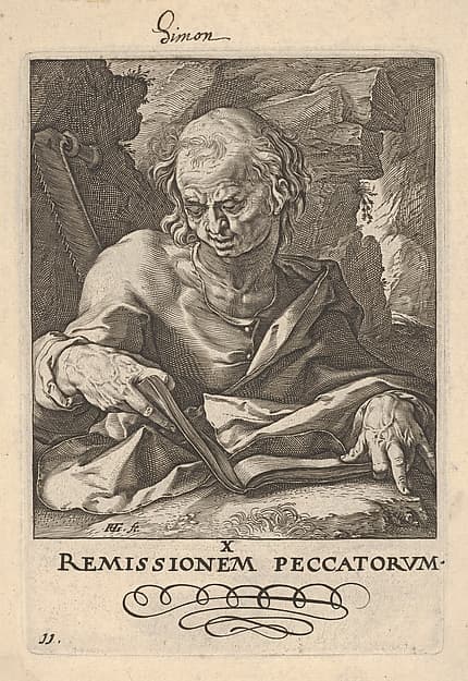 St. Simon, from "Christ, the Apostles and St. Paul with the Creed", by Hendrick Goltzius