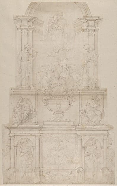 Design for the Tomb of Pope Julius II della Rovere, by Michelangelo Buonarroti