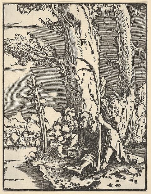 Saint Christopher Seated with the Infant Christ, by Albrecht Altdorfer