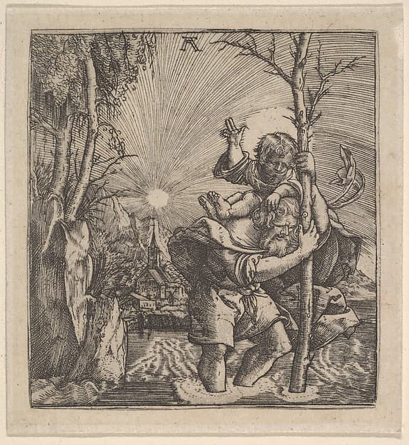 Saint Christopher Carrying the Christ Child, by Albrecht Altdorfer
