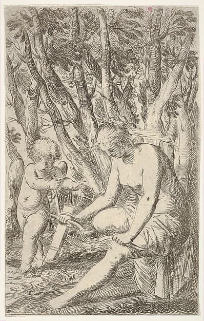 Venus breaking Cupid's bow over her knee, from "Sport of Love" (Scherzi d'amore), by Odoardo Fialetti