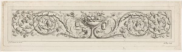 Design for a Frieze with Acanthus Scrolls and a Vase in the Center, by Gilles Paul Cauvet