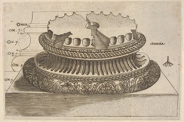 Ionic Base, by Monogrammist G.A. with the Caltrop