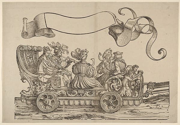 Cart with Horn Musicians, The Triumphal Procession of Emperor Maximilian I, by Hans Burgkmair