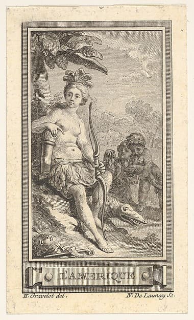 L'Amerique, from "Almanach iconologique", by Nicolas de Launay
