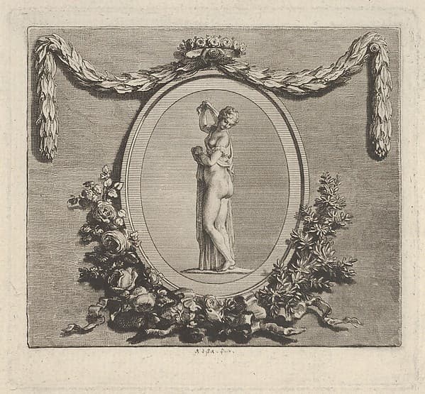 Cul-De-Lamp ad the End of the Volume, Page 91, from Dissertation sur les attributs de Vénus qui a obtenu l'Accessit au judgement de l'Académie Royale des Inscriptions et Belles-Lettres à la séance ublique du mois de Novembre 1775. Par M. L'Abbé de La Chau, biliothécaire, secrétaire Interprète et Garde du Cabinet des Pierres gravées de S. A. S. M.gr le Duc d'Orléans. A Paris. de l'Imprimerie de Prault. Imprimeur du Roi quai Gêvres. et se trouve chez Pissot Libraire ru Hurepoix, by Augustin de Saint-Aubin