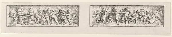 Two Friezes with Playing Putti, Premier Livre, Sixieme Cahier, plate 34 from "L'Oeuvre de J. B. Huet", by Jean-Baptiste Huet I