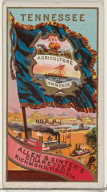 Tennessee, from Flags of the States and Territories (N11) for Allen & Ginter Cigarettes Brands, by Allen & Ginter