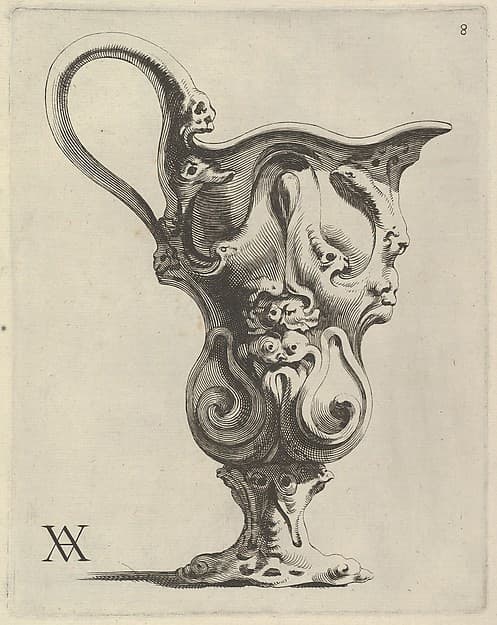 Plate 8, from "Modelli Artificiosi di Vasi diversi d'argento et altre Opere capriciozi (...), Parte prima", by Theodor van Kessel