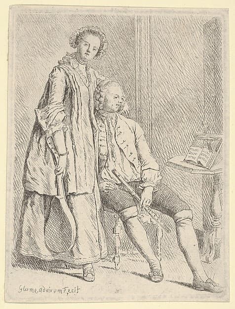 Young Couple with Flute & Cittern, by Johann Gottlieb Glume